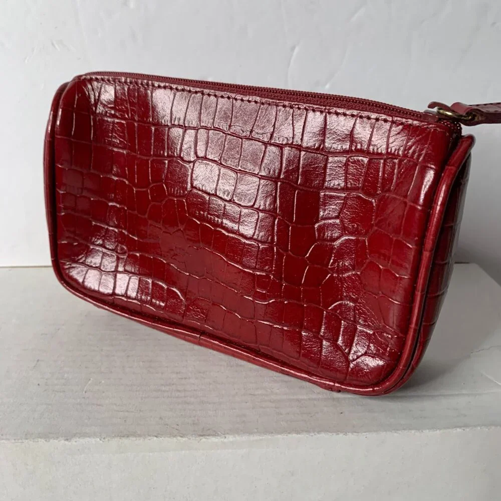 Etienne Aigner CROCODILE EMBOSSED COSMETIC CASE ZIPPED - Picture 4 of 9
